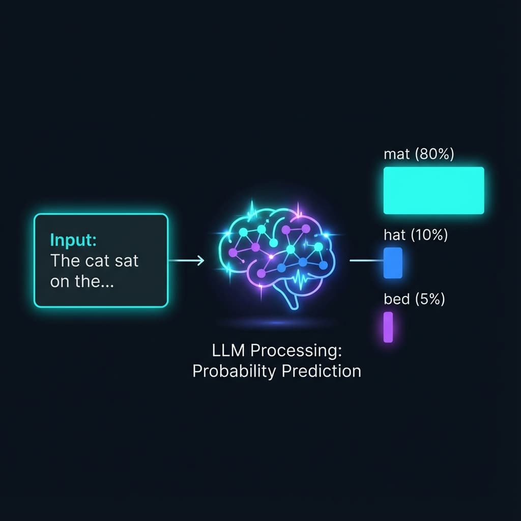 Diagram showing LLM probability prediction process